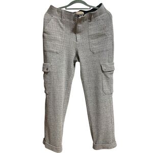 Democracy Pants Stretch Thick Comfy Ankle Cropped Tweed Gray Plaid Trousers 6